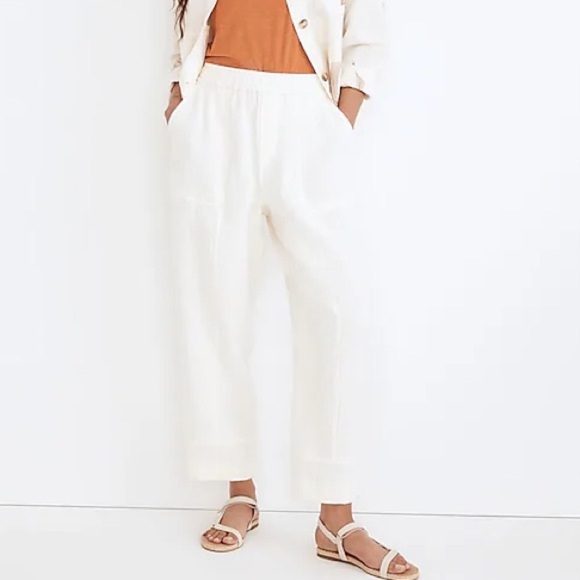 Madewell Lightspun Pull On Balloon Pants in Lighthouse Color Off White Size MED - Picture 1 of 13